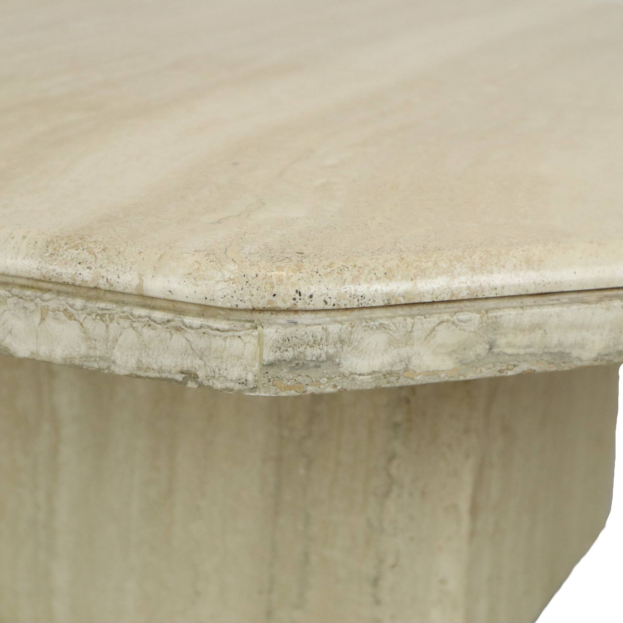 Vintage Octagonal Travertine Coffee Table 1970s Italian Design