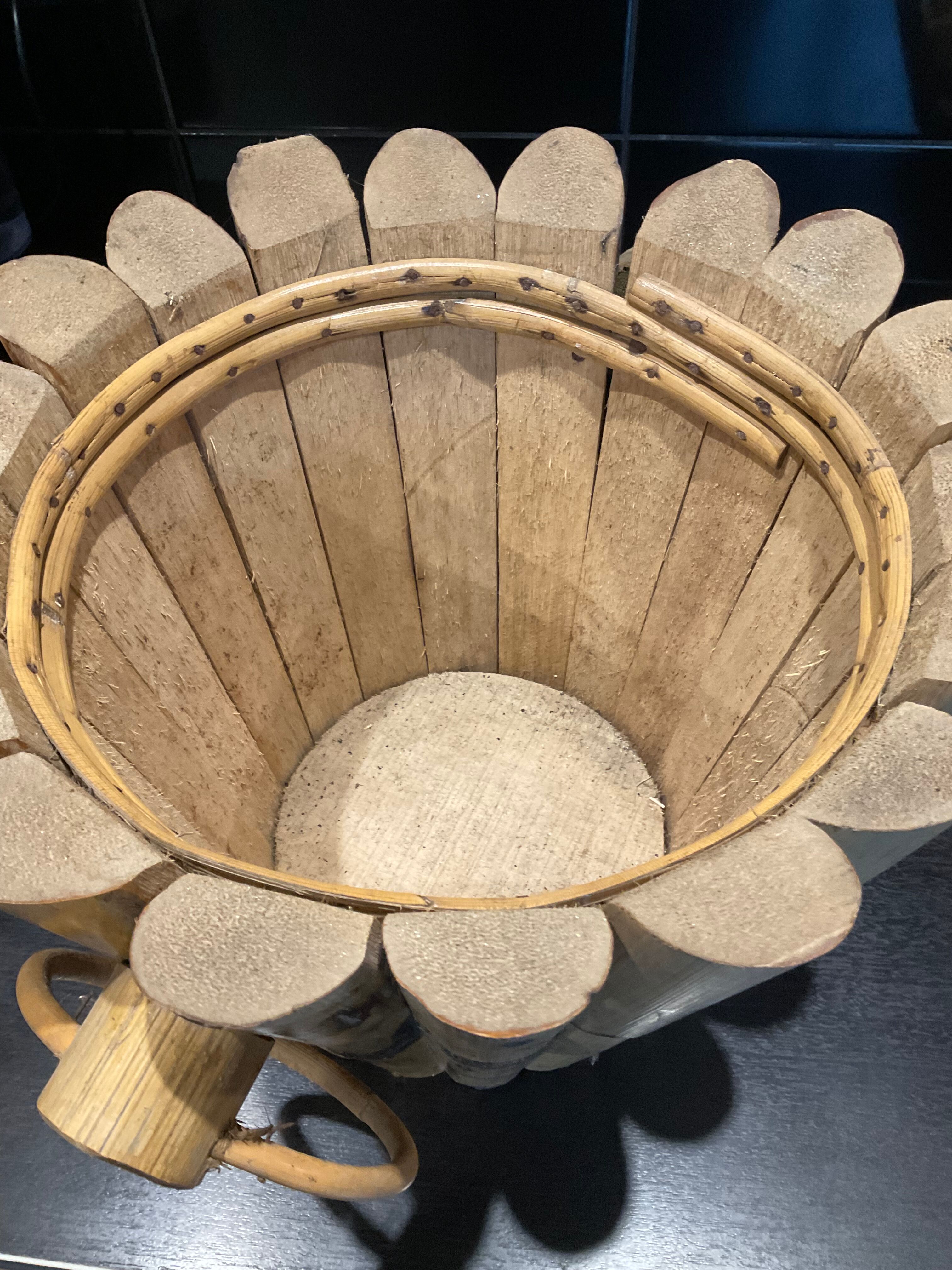 Vintage rattan pot cover D32cm