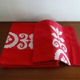 Lot 6 serviettes de table 46 x 42 rouges et blanches en coton