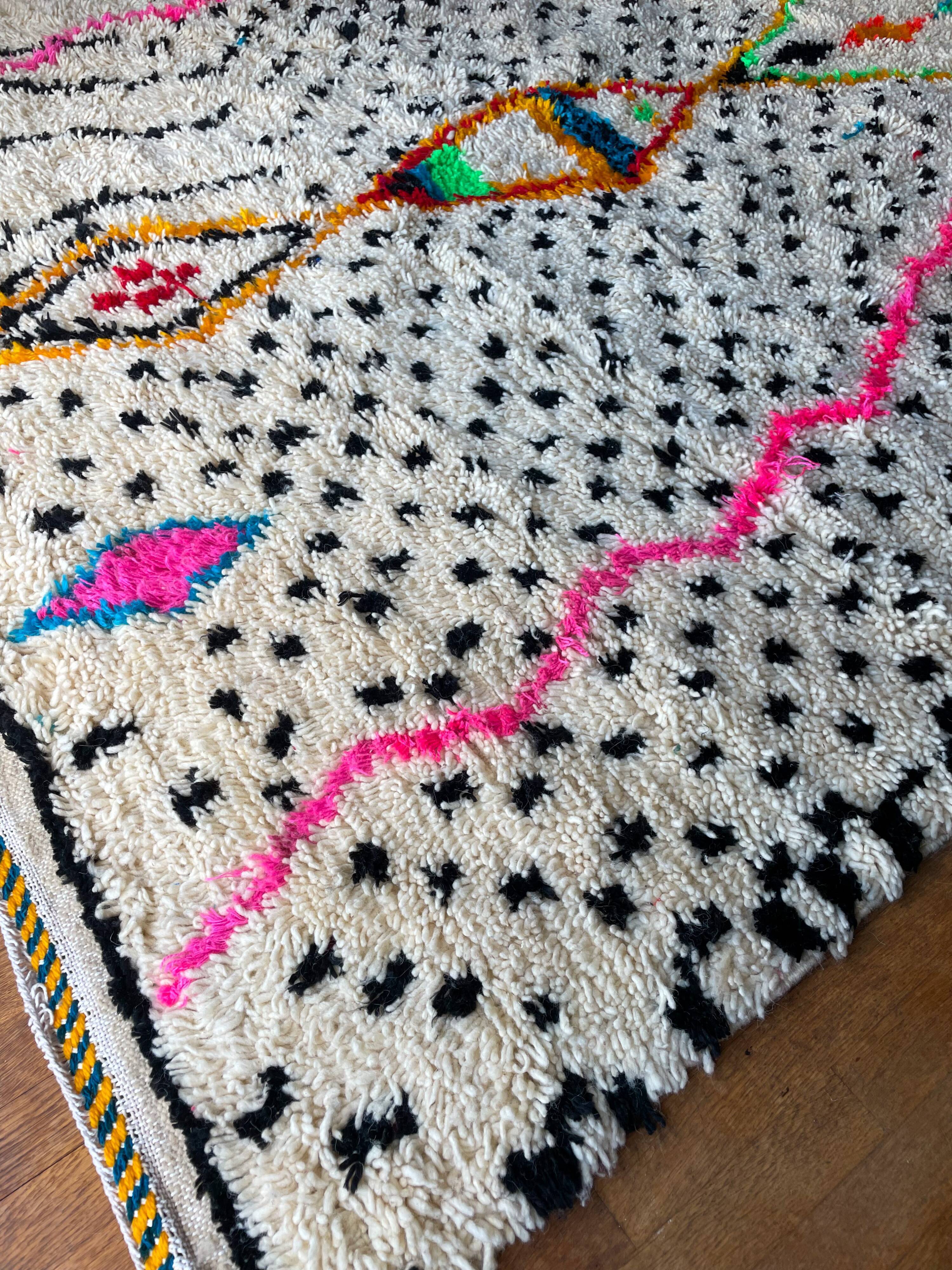 White azilal berber carpet with new neon colored patterns 300 X 200 cm