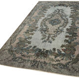 Handmade Hi-Low Pile Turkish 1980s 191 cm x 296 cm Grey Rug