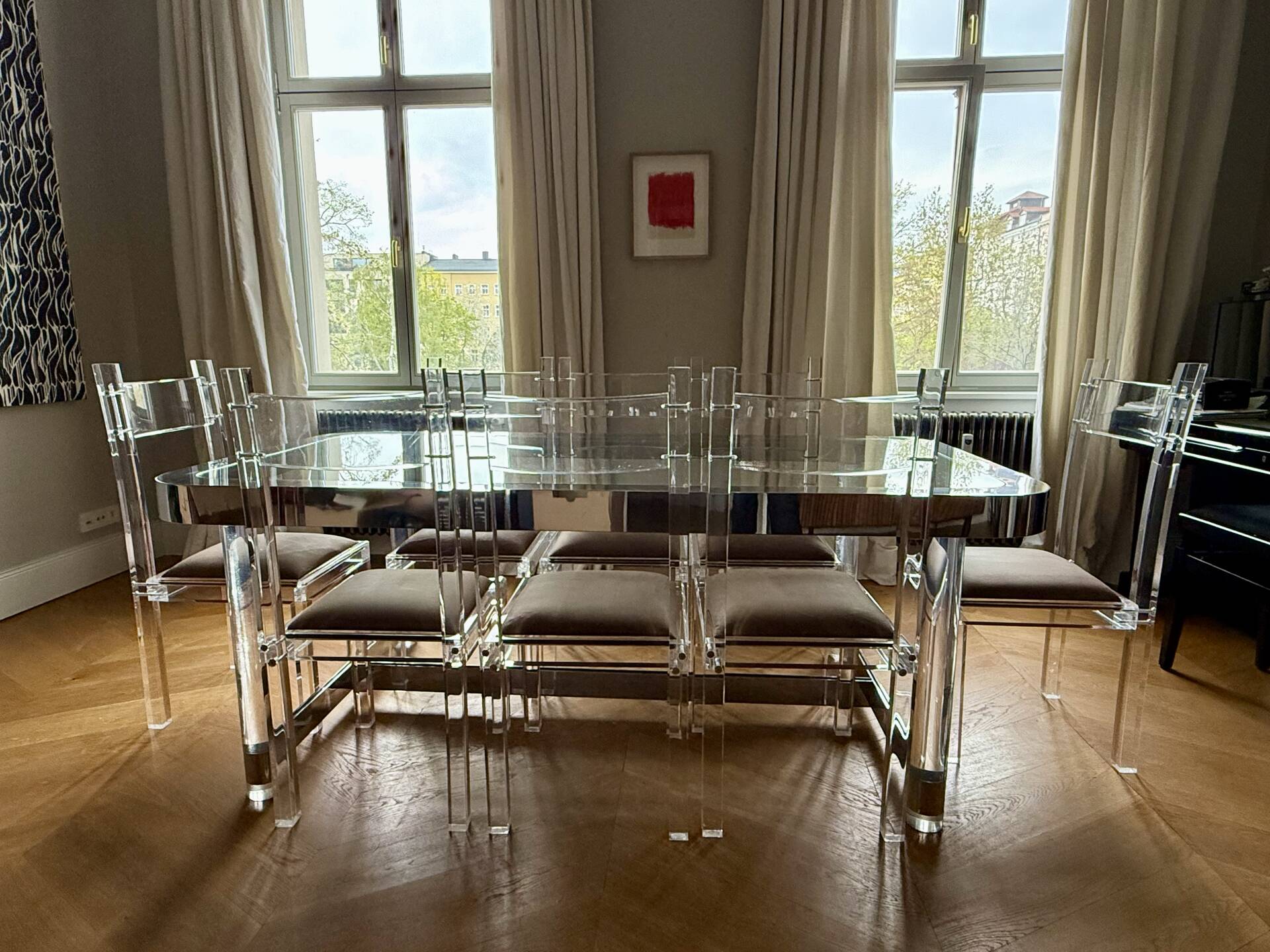 1970s dining room set in plexiglass, chrome and glass – ta