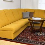 Yellow bouclé corner modular sofa, 1970s, set of 6