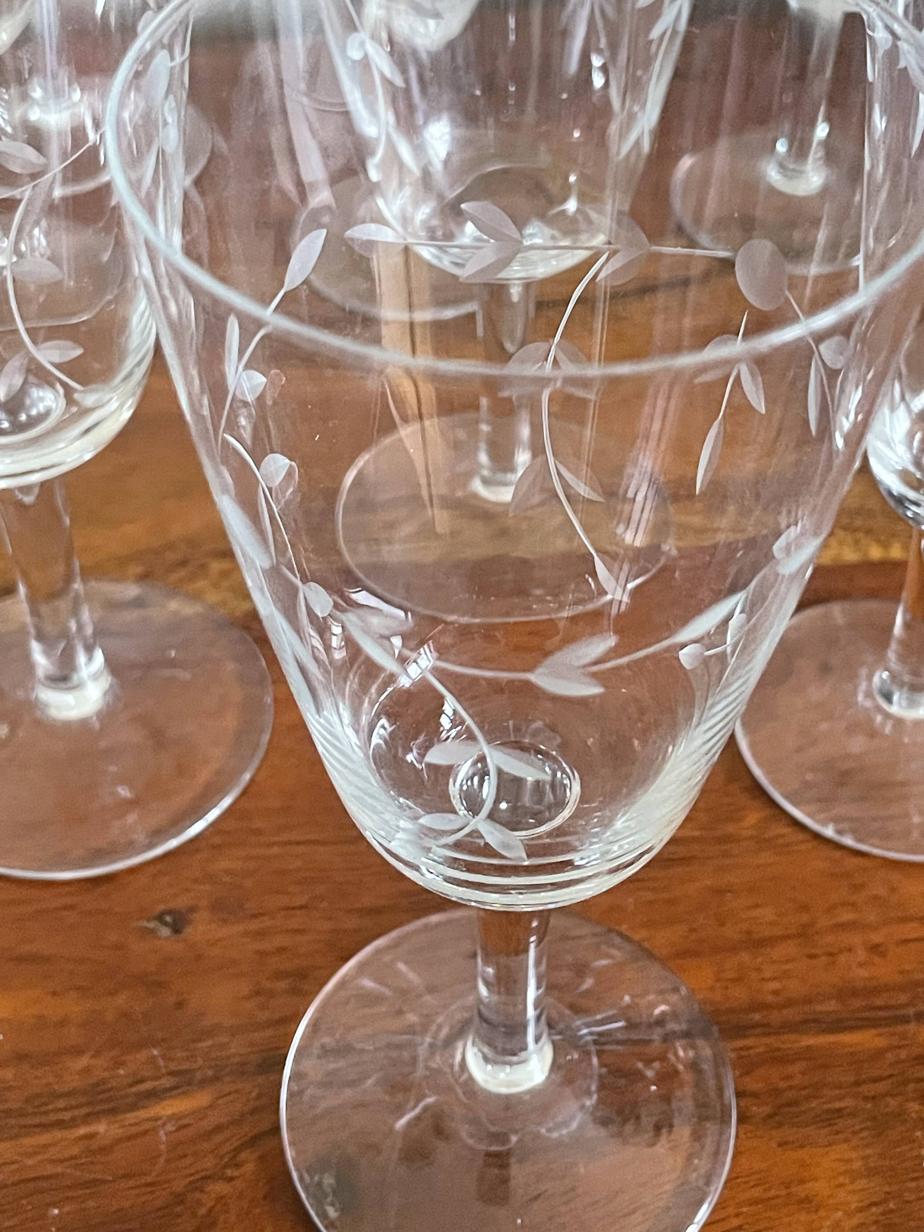 Engraved champagne glasses and wine glasses