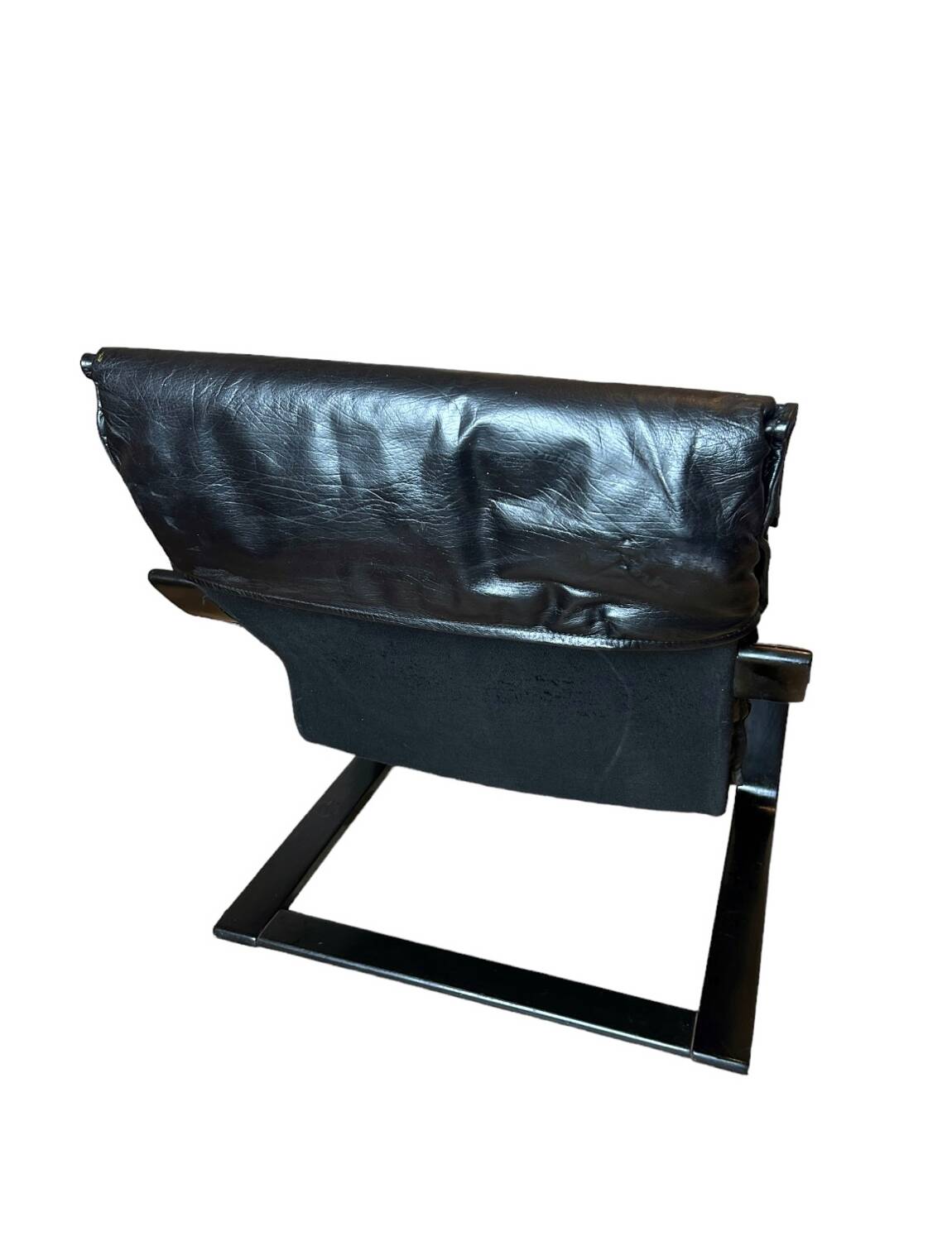 Black leather relax armchair from the 70s