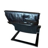 Black leather relax armchair from the 70s