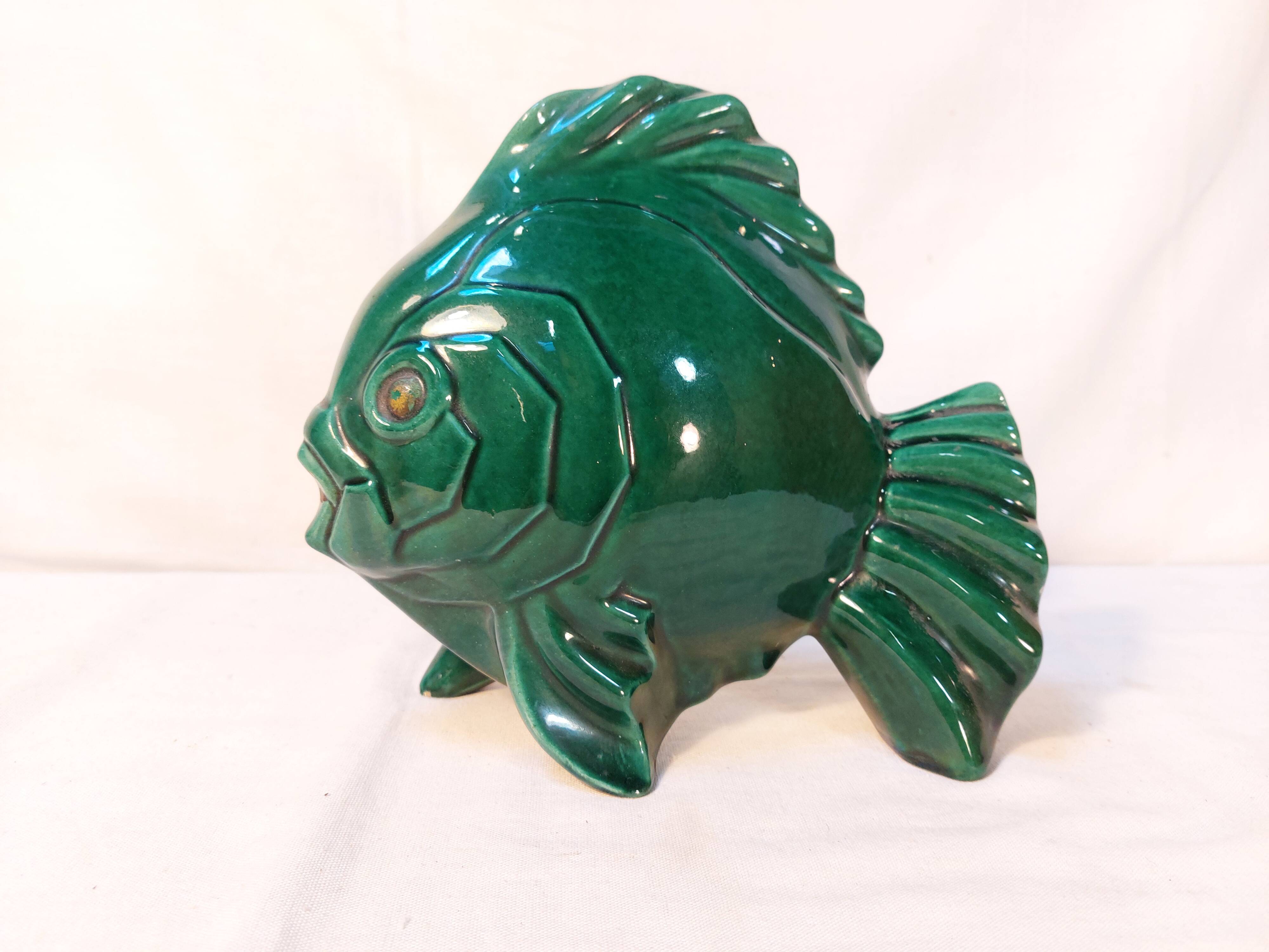 Ceramic fish signed Géo Condé - Art Deco - Lunéville, 1930s