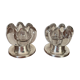 Pair of candle holders in crystal and vintage silver metal
