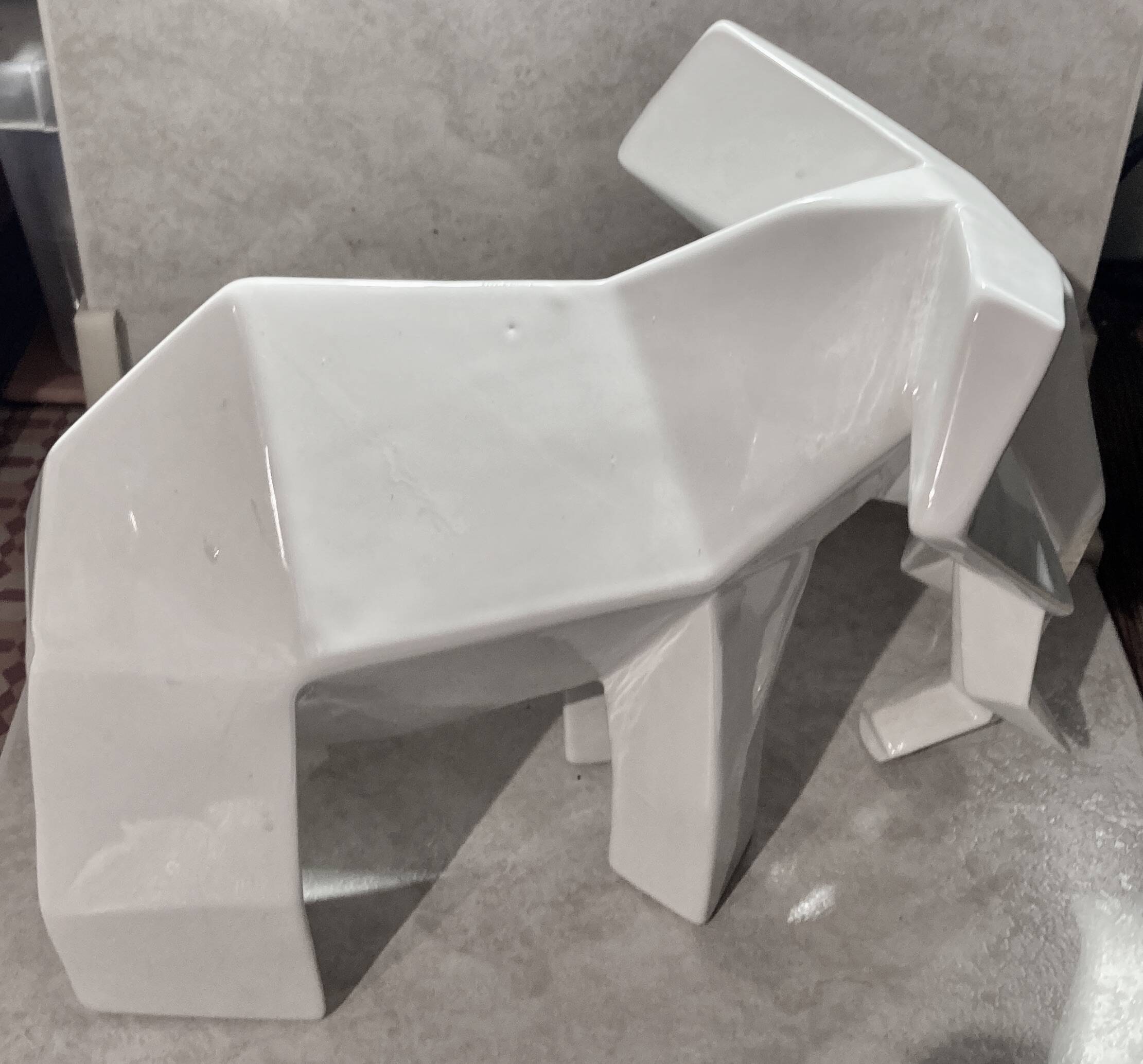 Cubist animal sculpture Ceramic elephant signed Rodrigo Solorzano