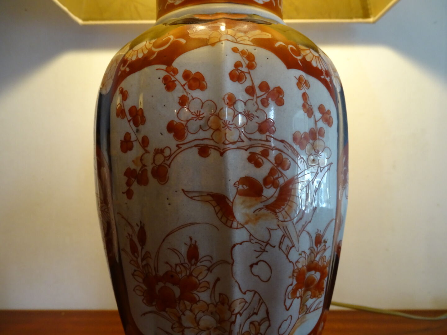 Faience lamp Imari XIXth foot bronze frame