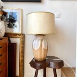 Table lamp in glazed ceramic and beige paper