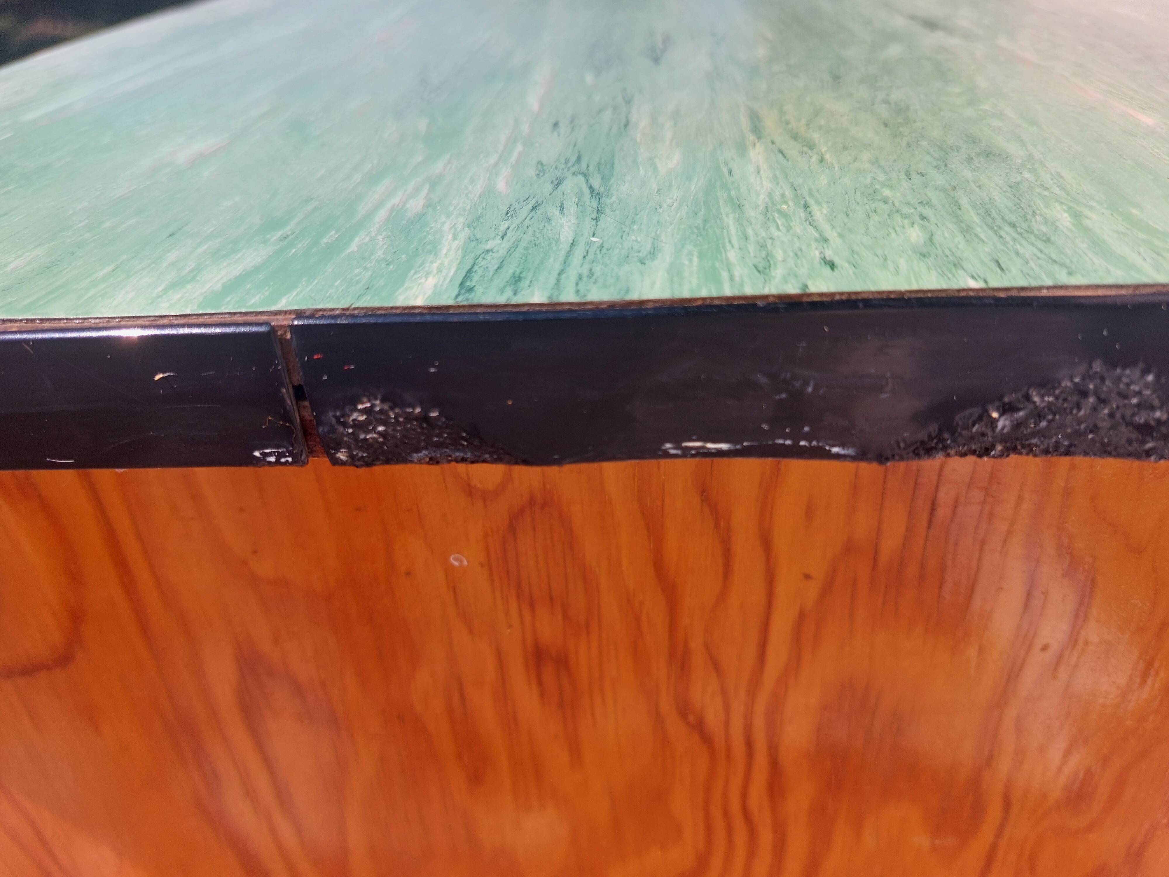 Mado wooden buffet, green and black tray, vintage.
