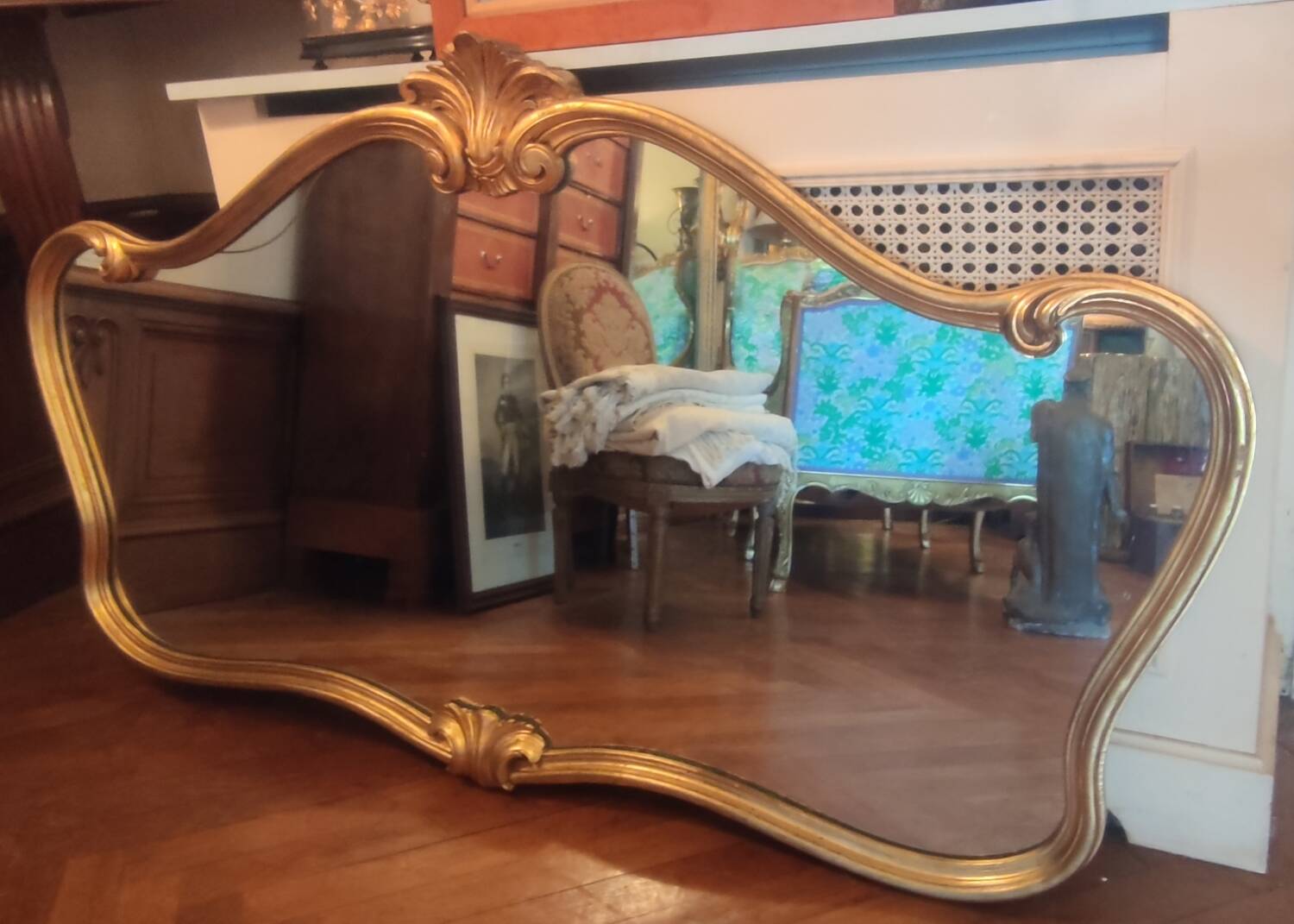 Old large golden mirror