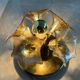 MidCentury Sputnik Flower Ceiling Flush Mount, Amber Murano Glass, Sische, 1960s