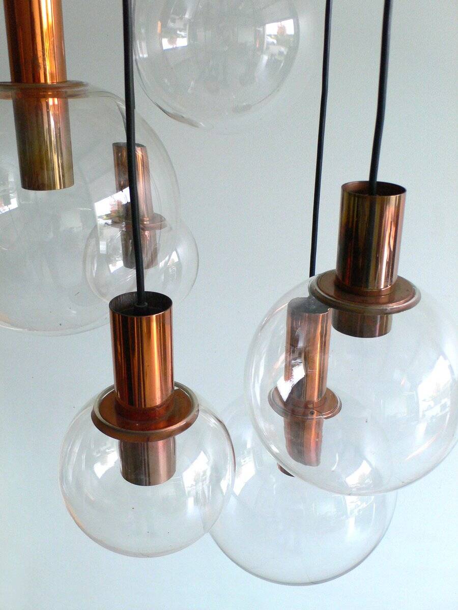 Large Copper & Glass Pendant Lamp from Raak, 1960s