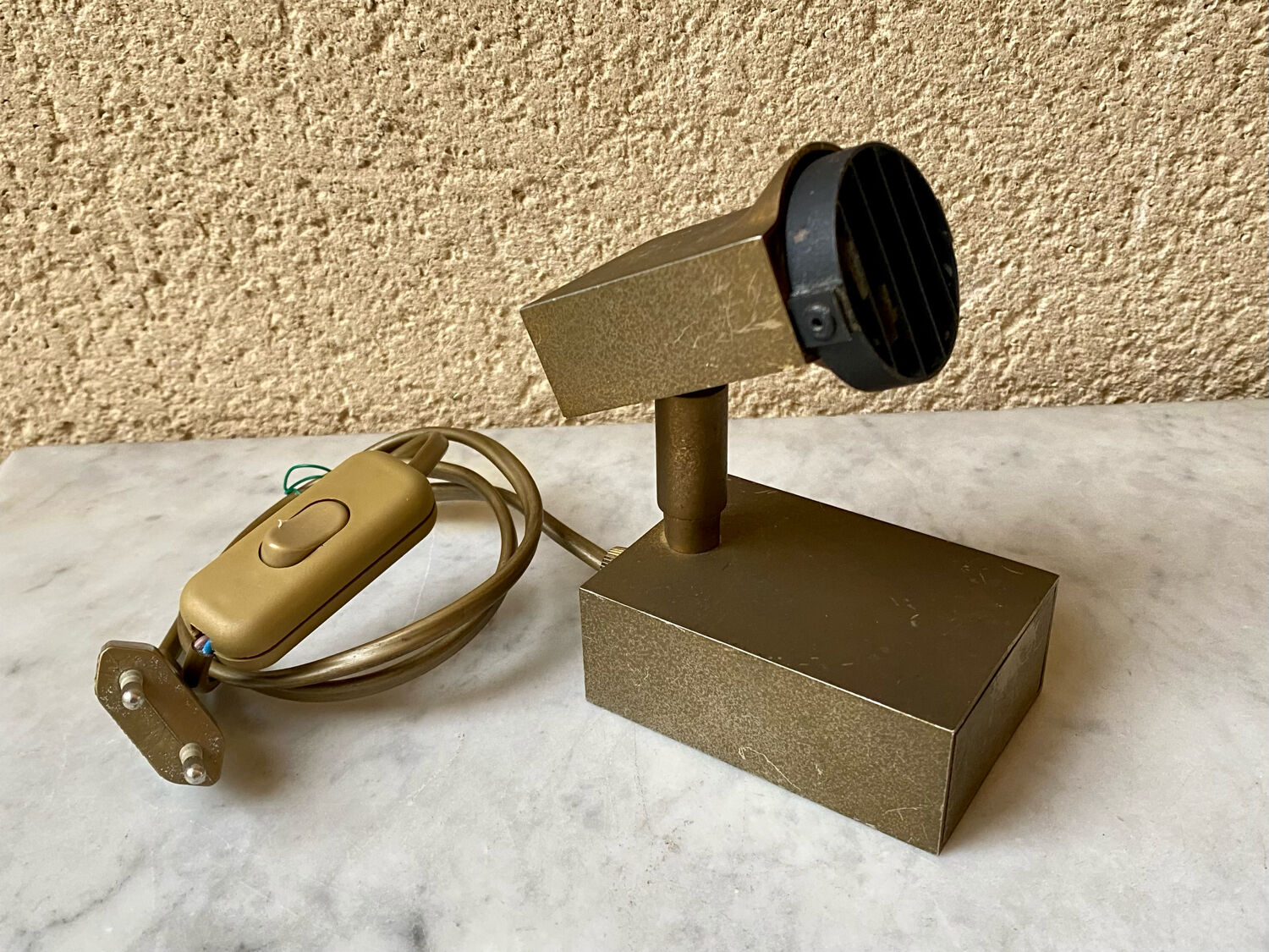 Halogen spot lamp solid brass modernist vintage design 70s