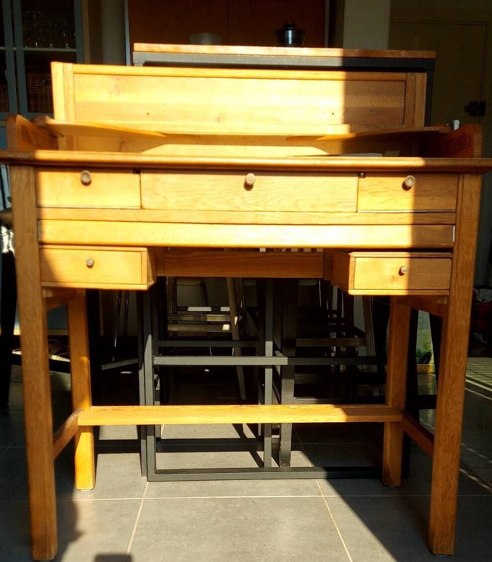 Custom desk/console with 5 drawers and removable upper section.