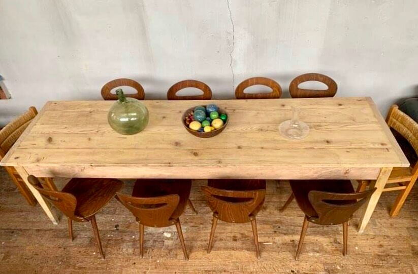 Farm table bistro bar light wood foot fuseau