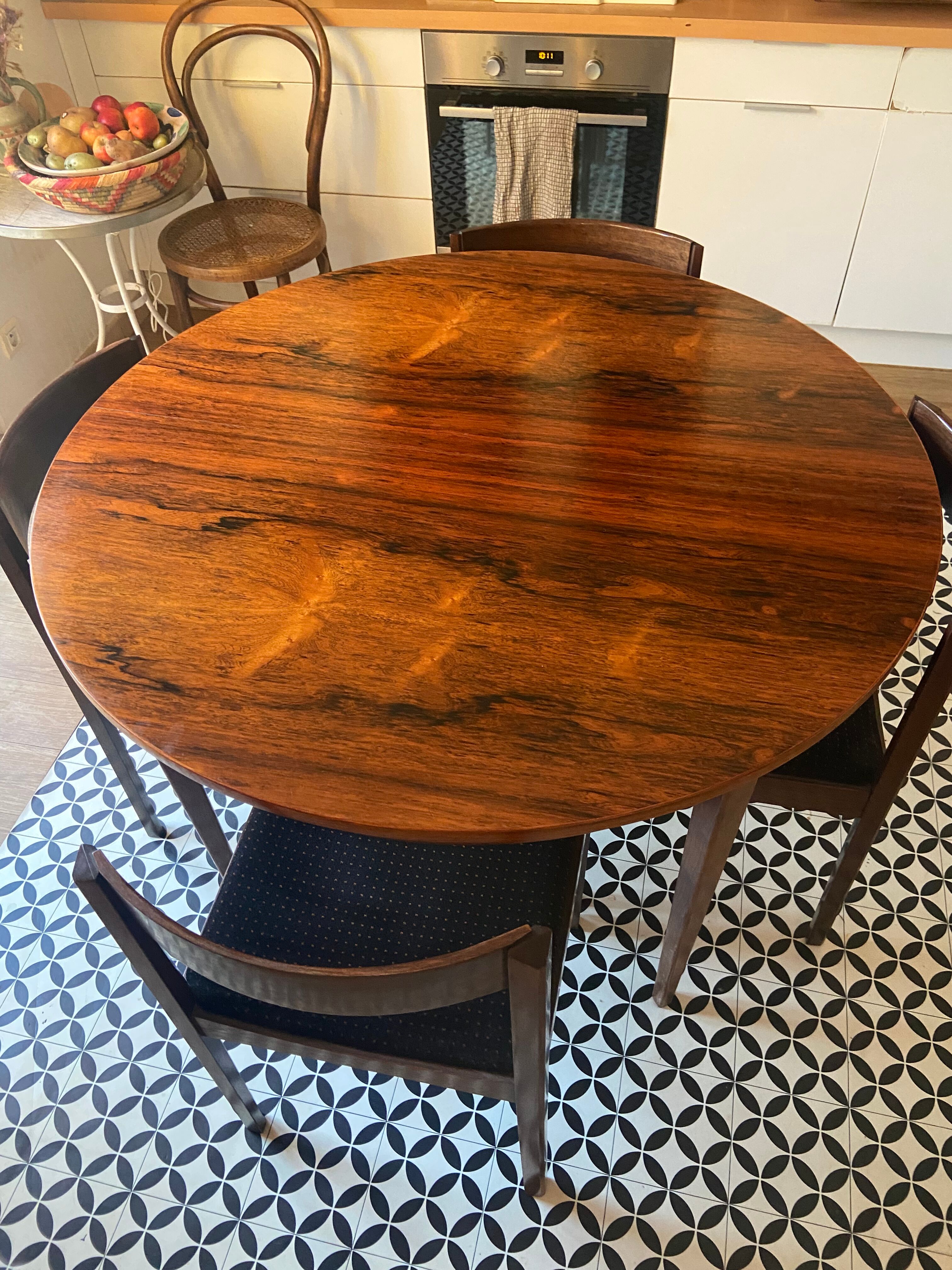 Vintage rosewood table and chair set