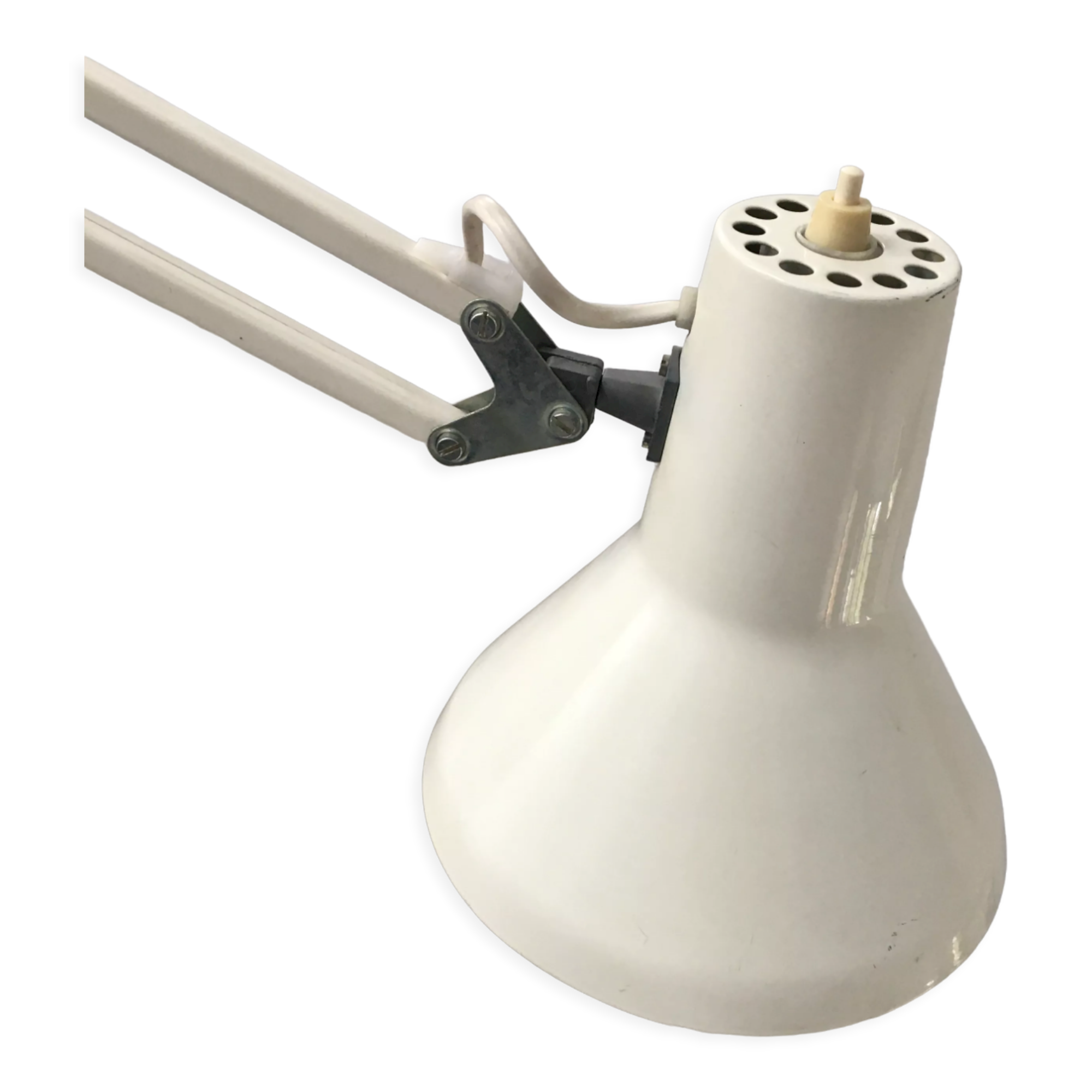 Off-white articulated architect lamp.