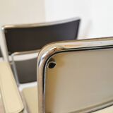 4 Sultana Dining Stackable Armchairs by Arrben/Italy 1980s/White and Black Leather Mid-Century