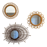 Miroir vintage en rotin ortf