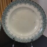 5 assiettes plates en Terre de Fer, faïence de Longwy modèle "Suzanne"