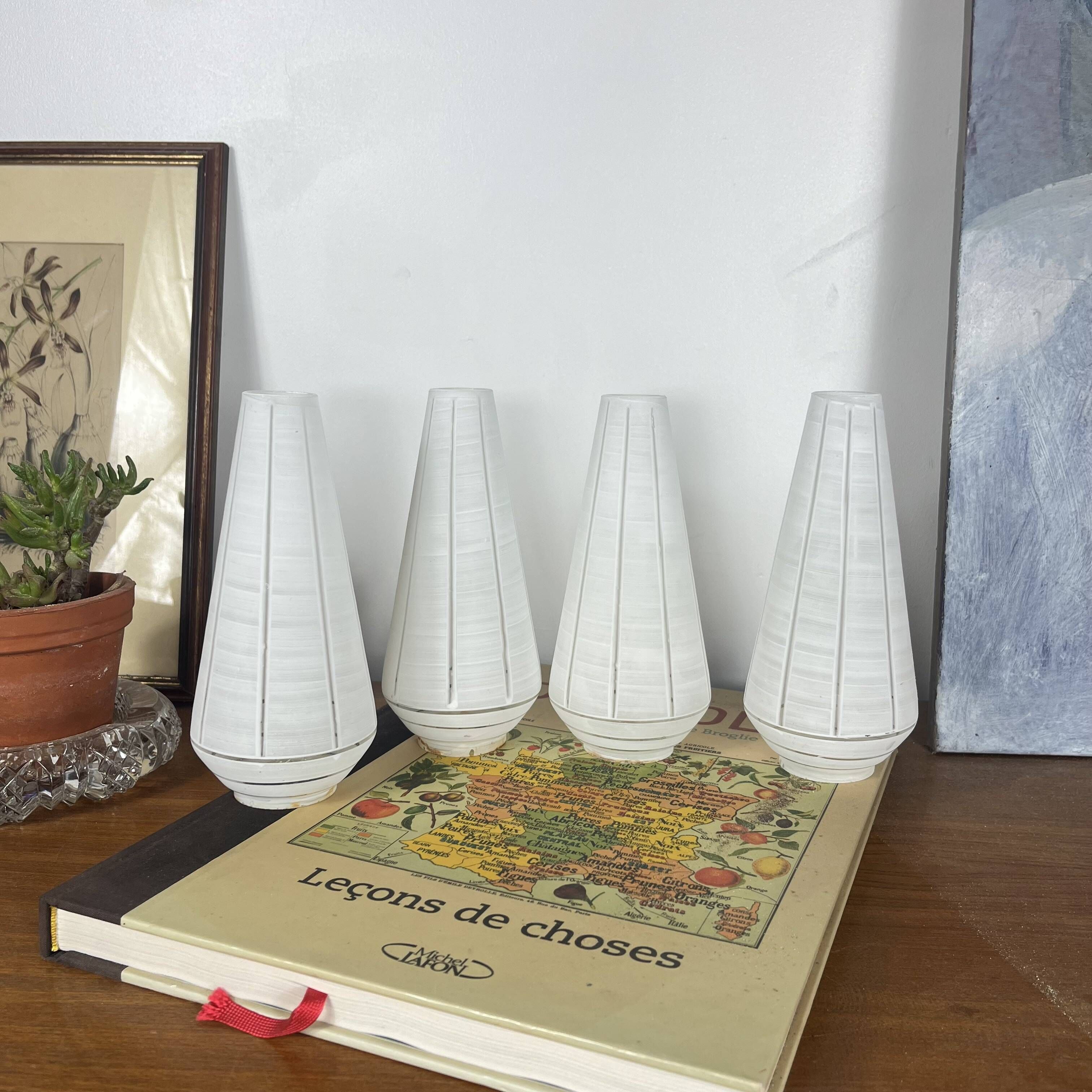 Set of 4 antique white glass tulips for wall lamp chandelier.