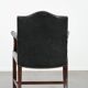 Wooden and black cow leather antique English Gainsborough side/desk/chair