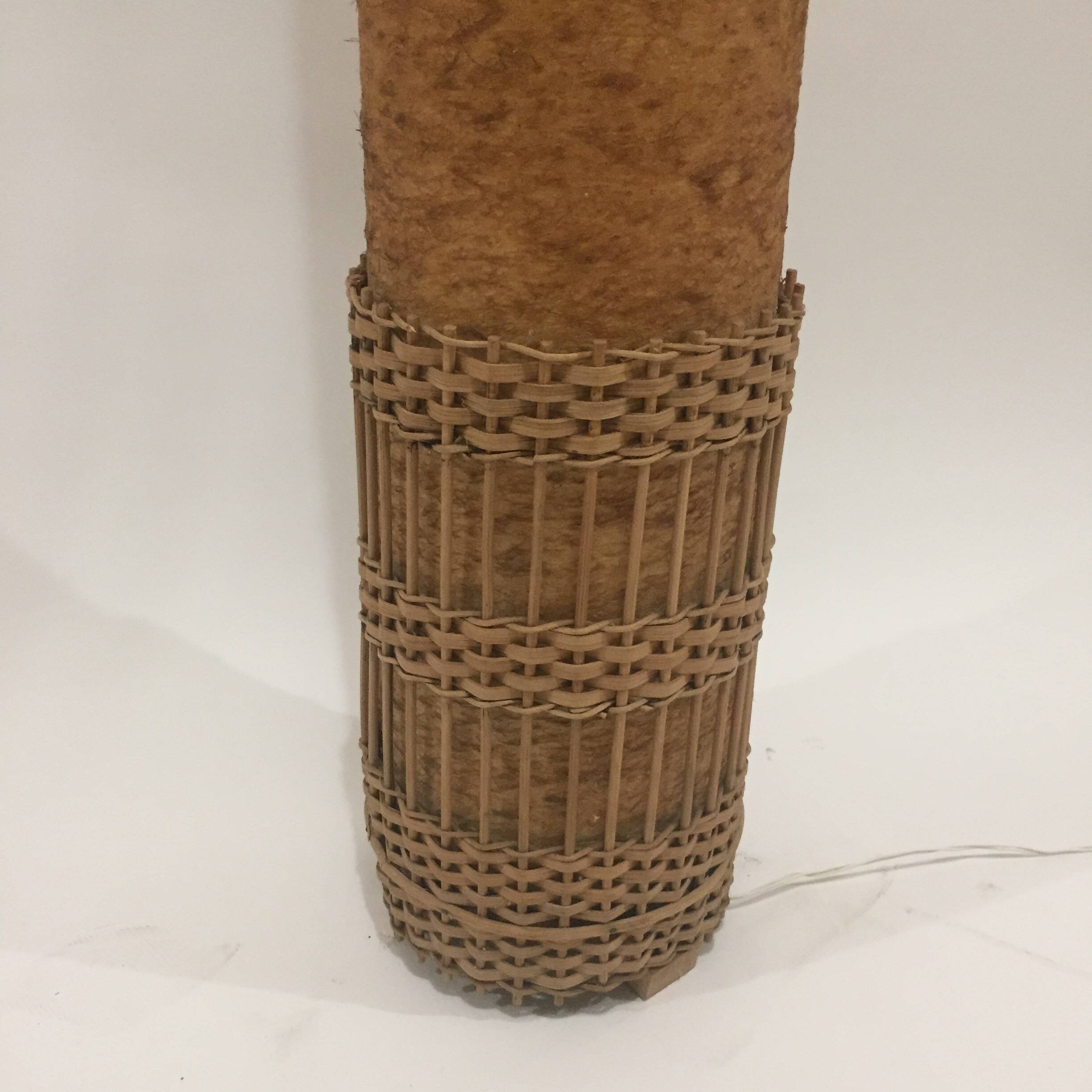 Fiberglass and rattan floor lamp