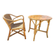 Vintage Bamboo and Rattan Children's Table + Armchair