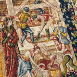 Tapisserie vintage sérigraphiée à la main "les vignerons"