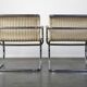 Set of two vintage design chairs by Franco Albini for Tecta, chrome and rattan