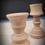Trio turned wood candlesticks