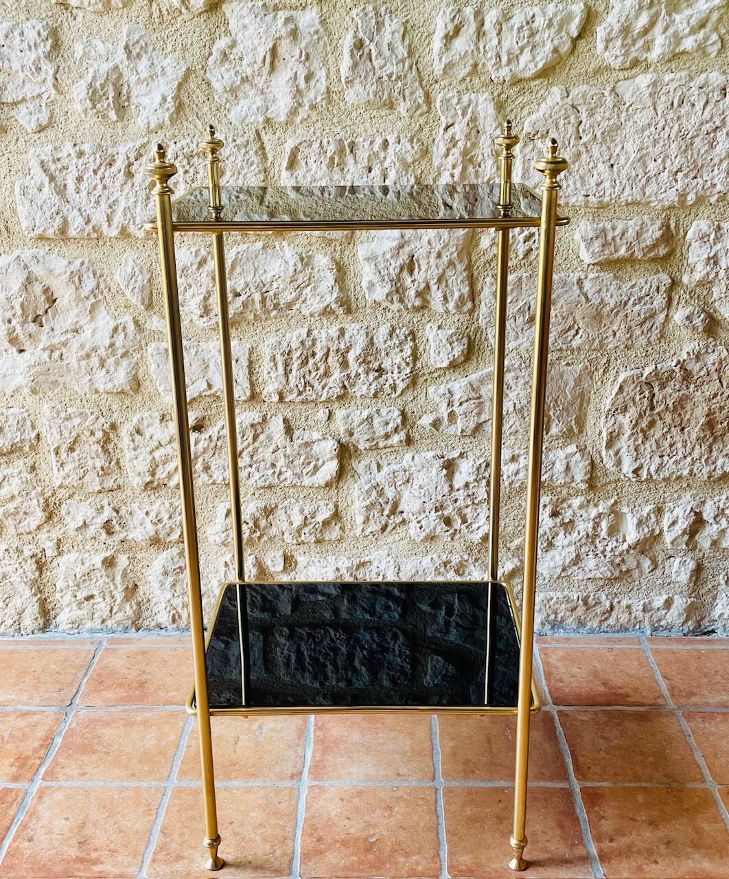 Vintage brass and glass side table circa 70's