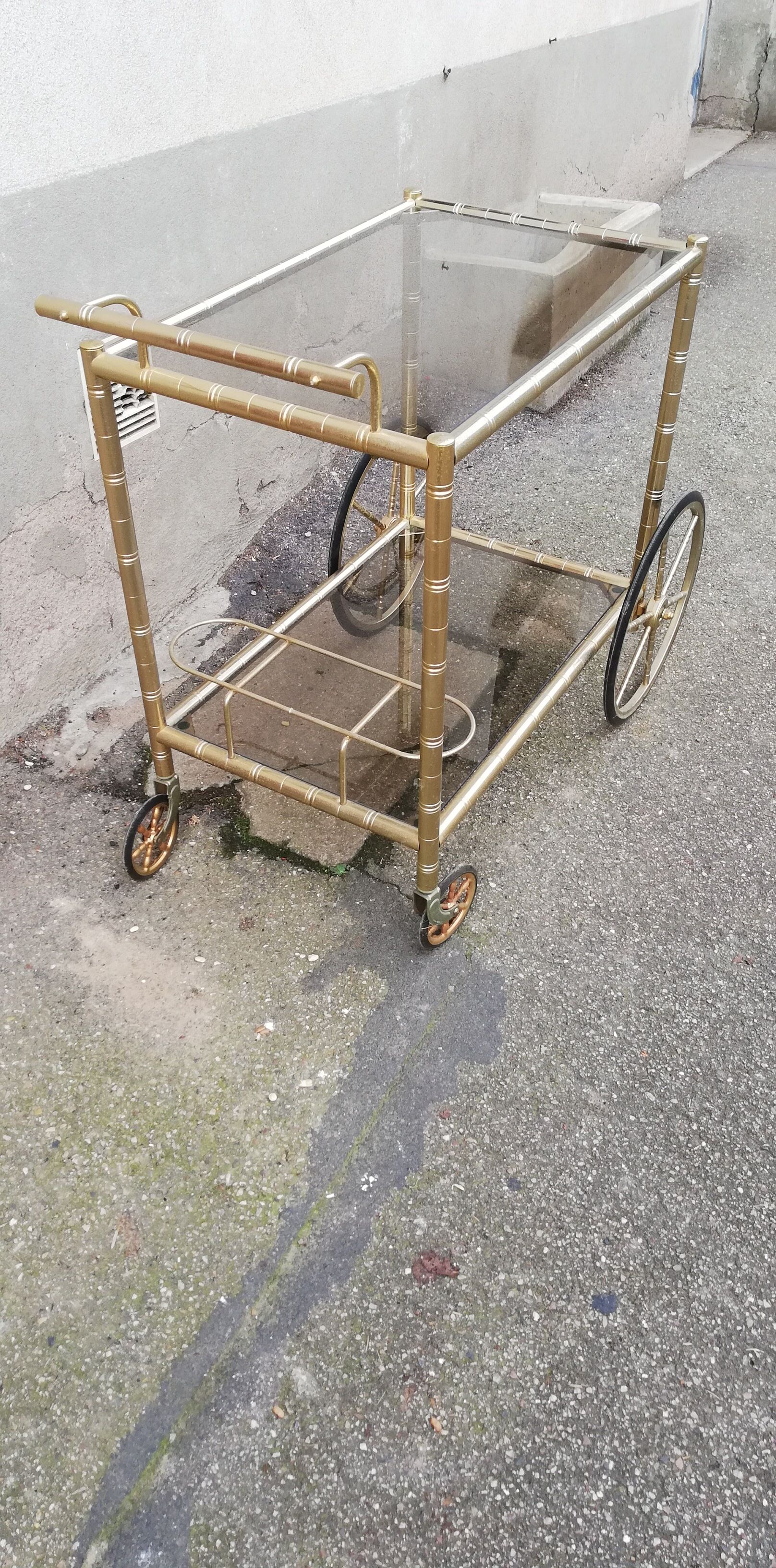 Vintage brass service 4 wheels