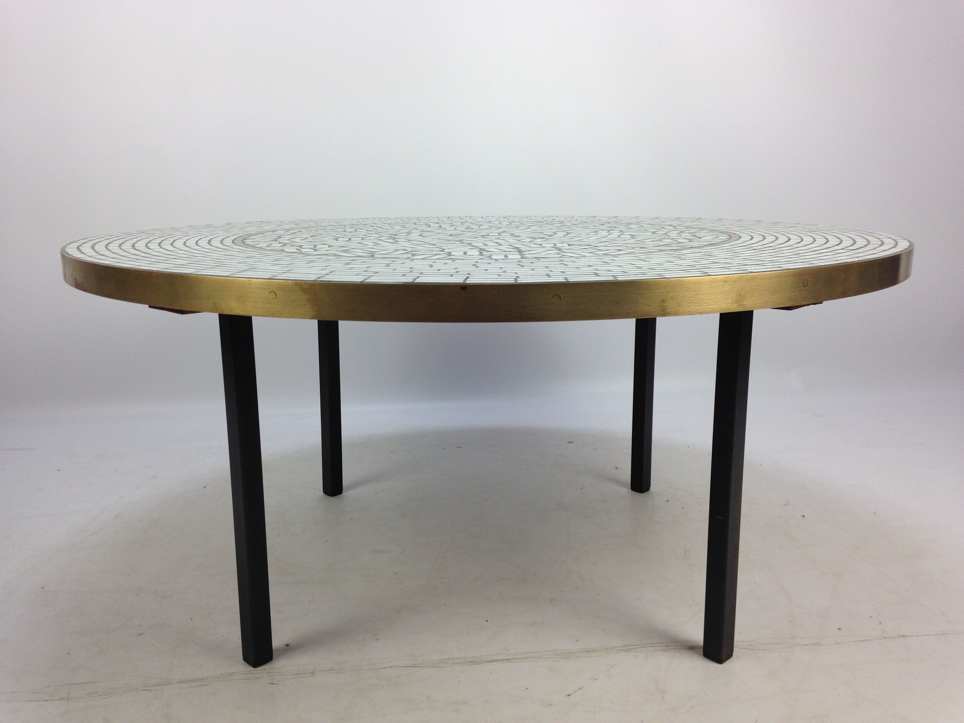 Large Round Mosaic Coffee Table by Berthold Muller, 1950s