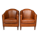Pair of Solange club armchairs in sheepskin leather – reproduction