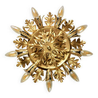 Italian golden wall or ceiling light, Banci Firenze, 1970s