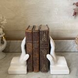 VAGA International ceramic bookends, hand-shaped, 1980s.