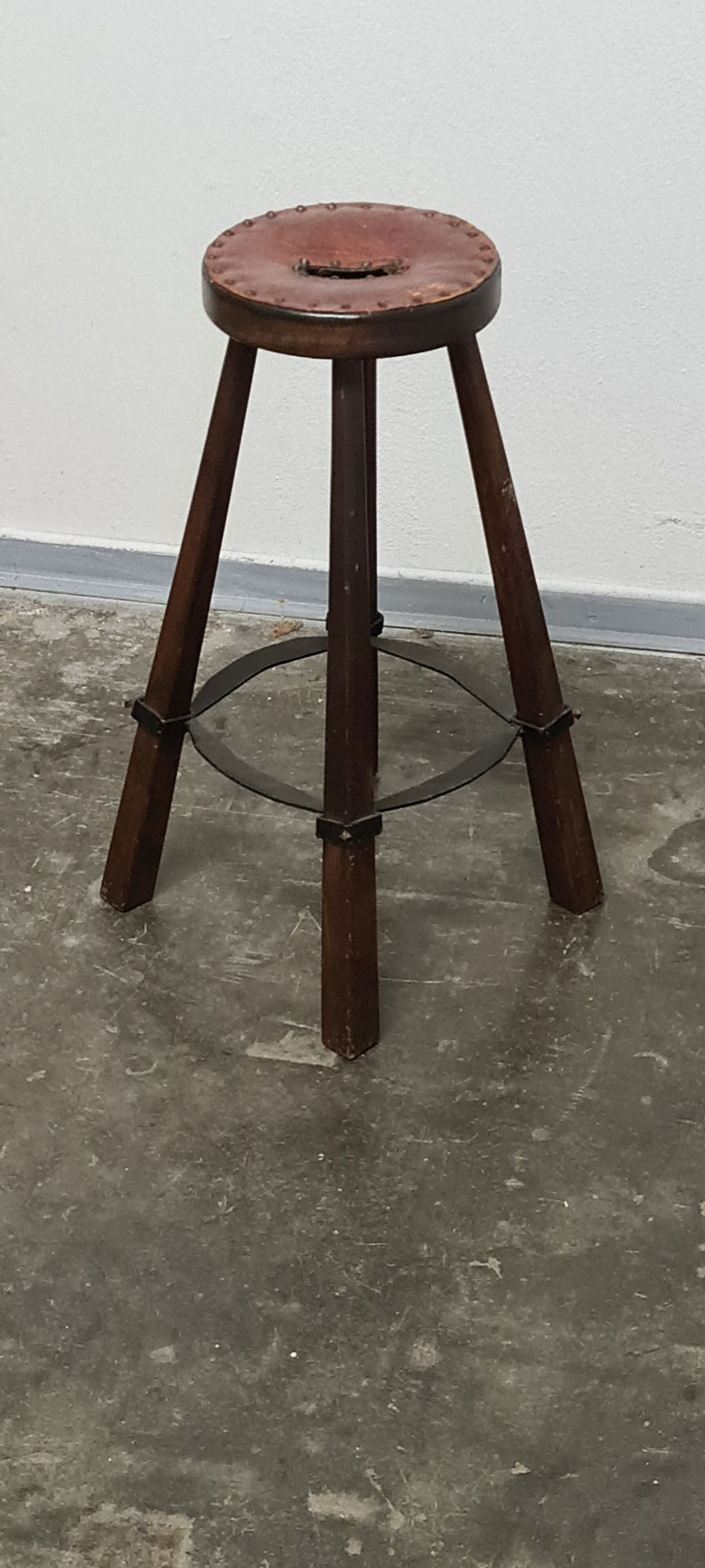 Vintage set of 3 Brutalist bar stools