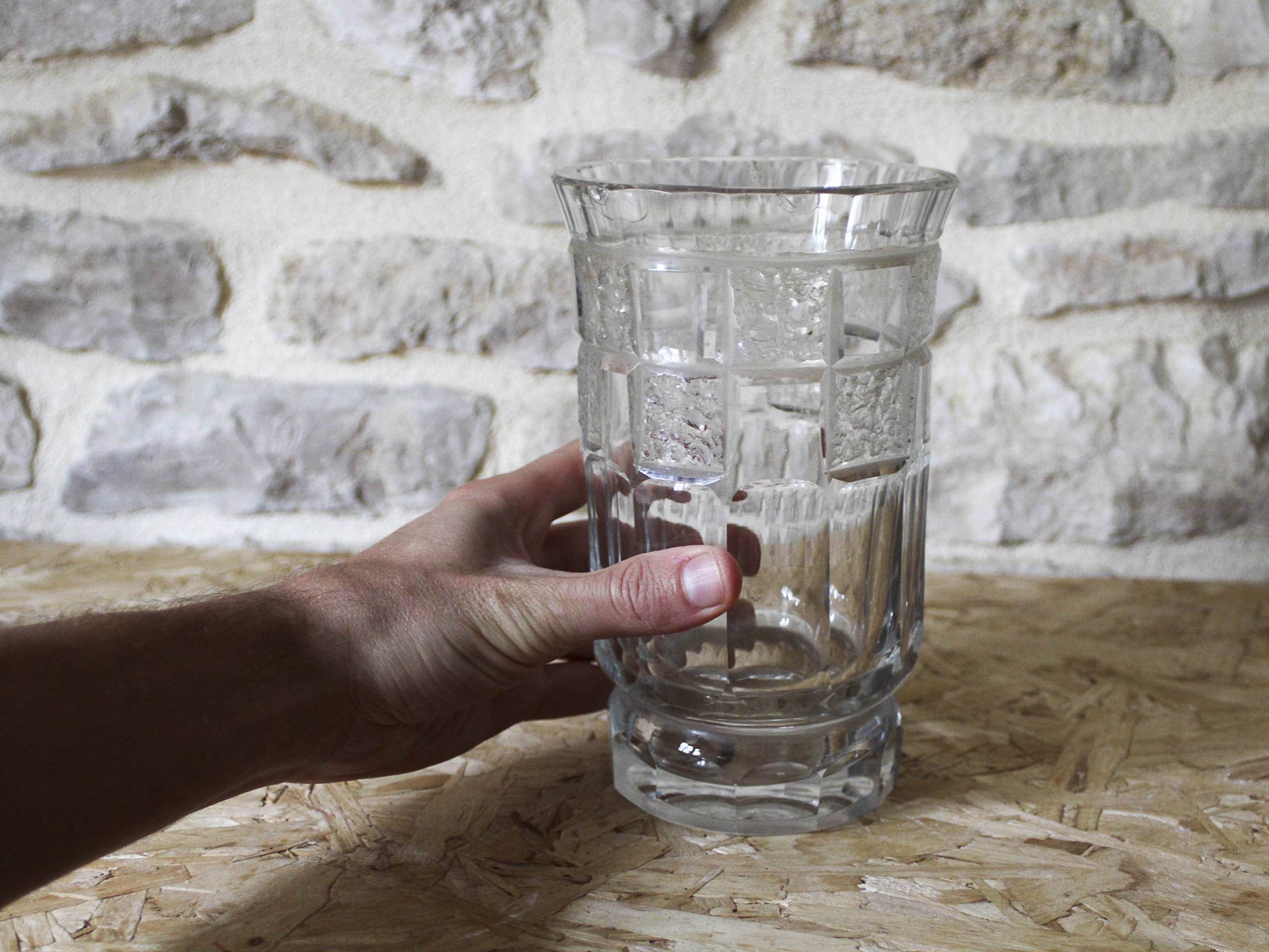 Cut crystal vase by A. Houillon (1885-1954)