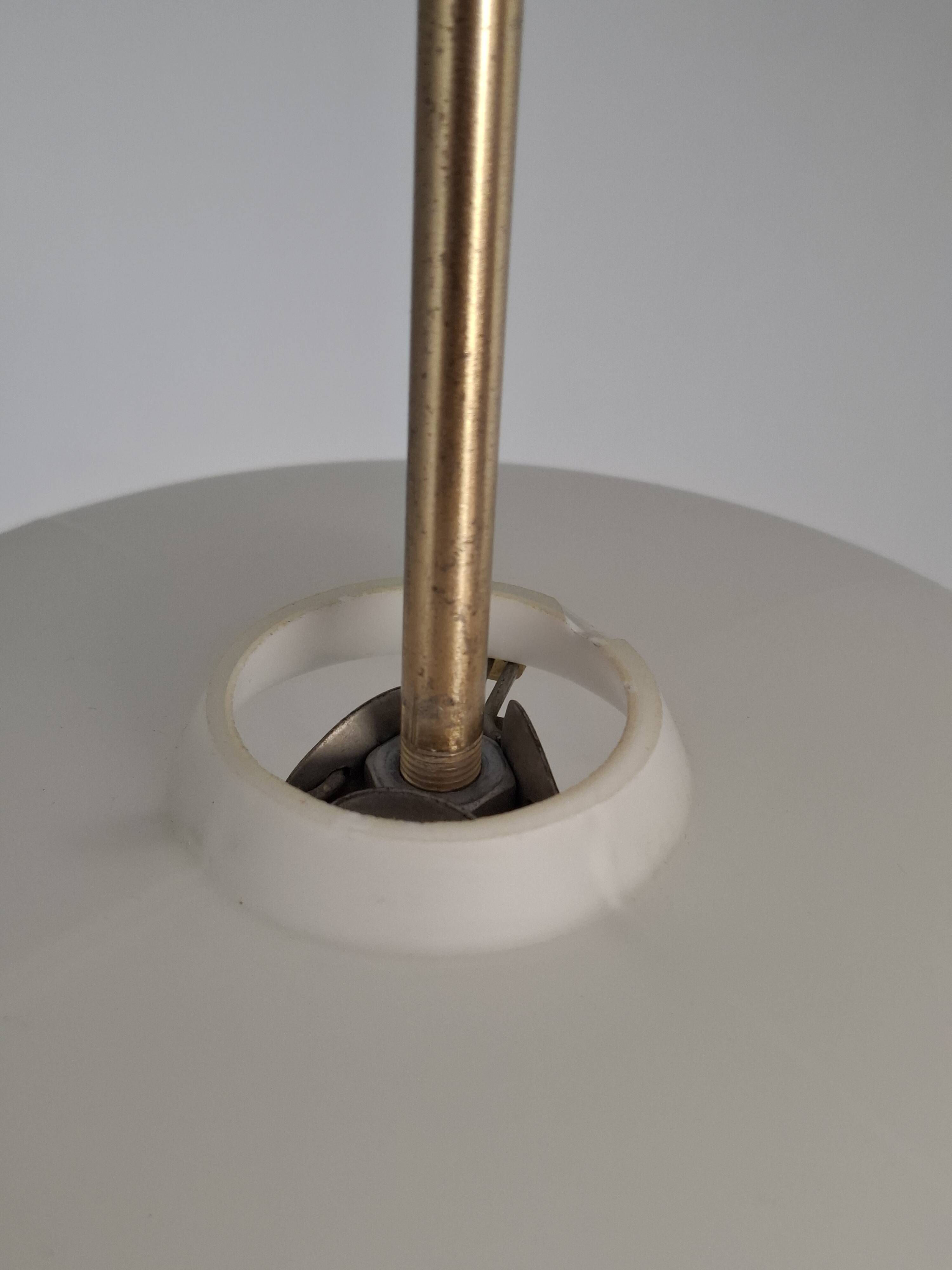 Czechoslovak Midcentury Modern Pendant Lamp in Textured Glass and Brass, 19