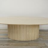 Oval coffee table in Italian design travertine from the 70s