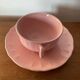 Antique salins les bains cup + saucer pink ceramic france vintage