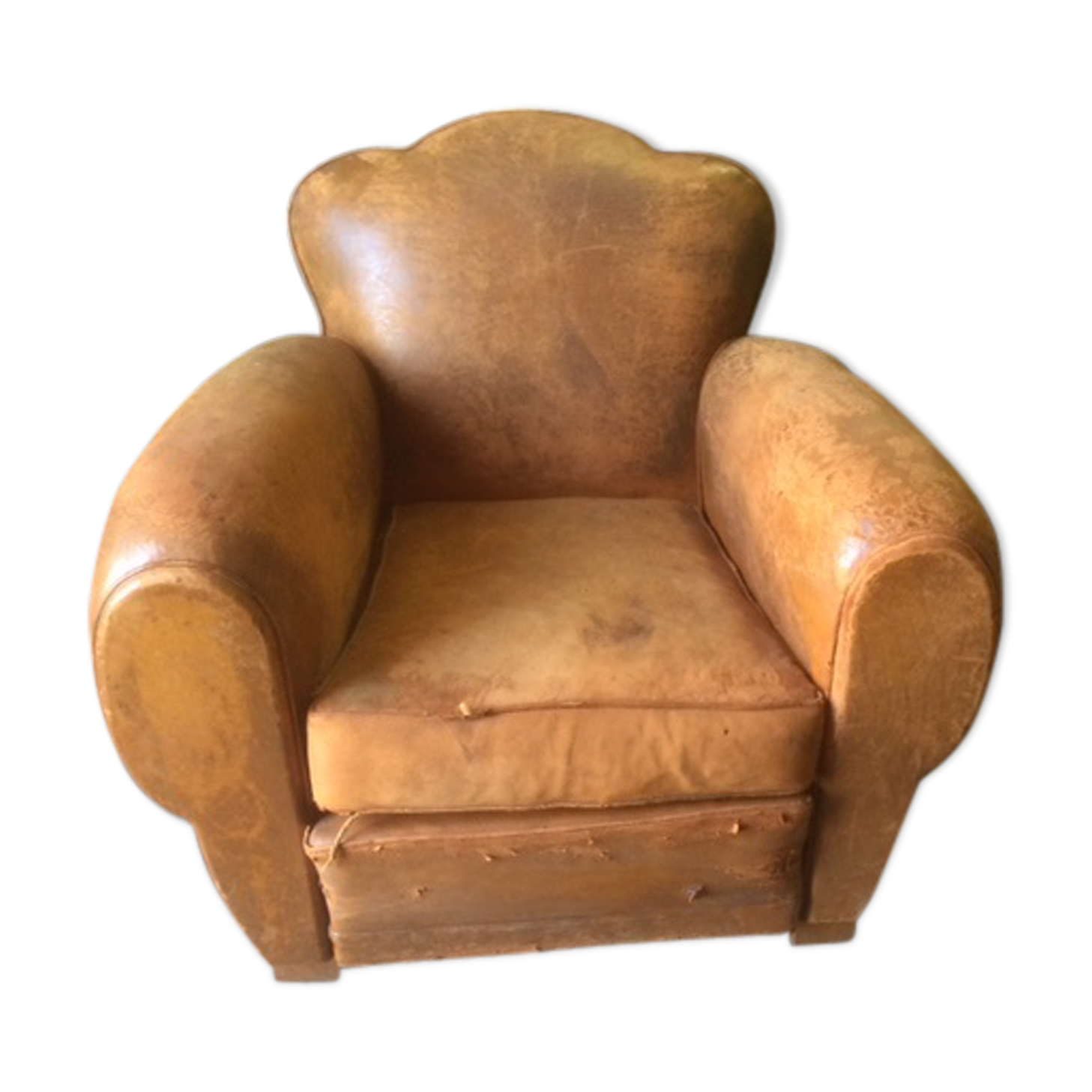 Old leather club armchair