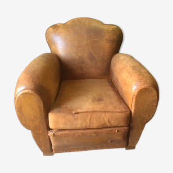 Old leather club armchair