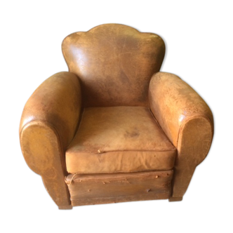 Old leather club armchair