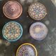 5 vintage handcrafted enameled ceramic coasters