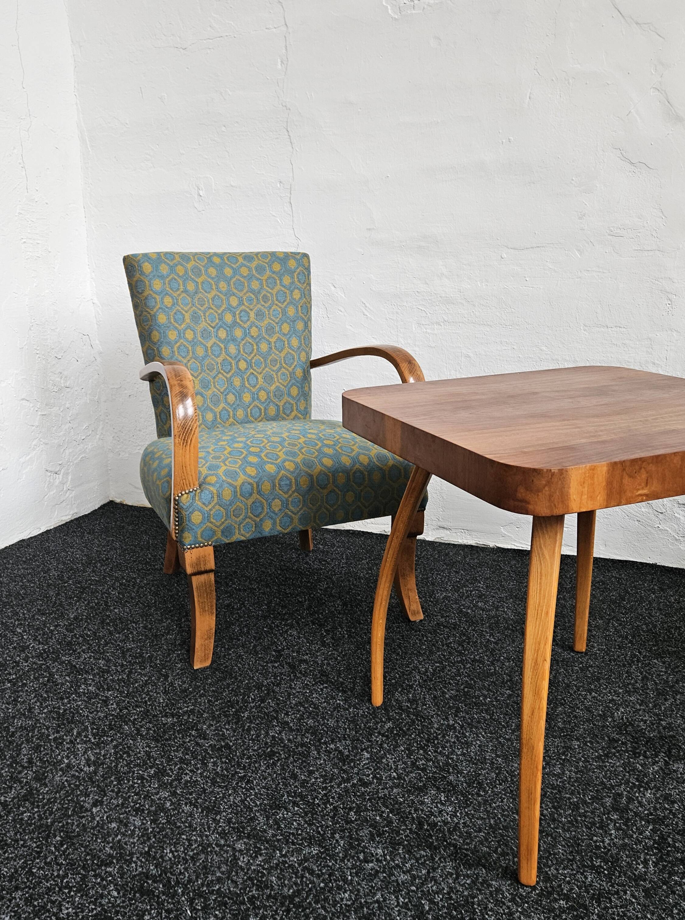 Fauteuils Art Déco et table Spider par Jindrich Halabala, 1940